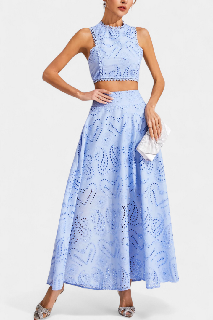 Danitza | Conjunto Romántico de Encaje Floral Calado